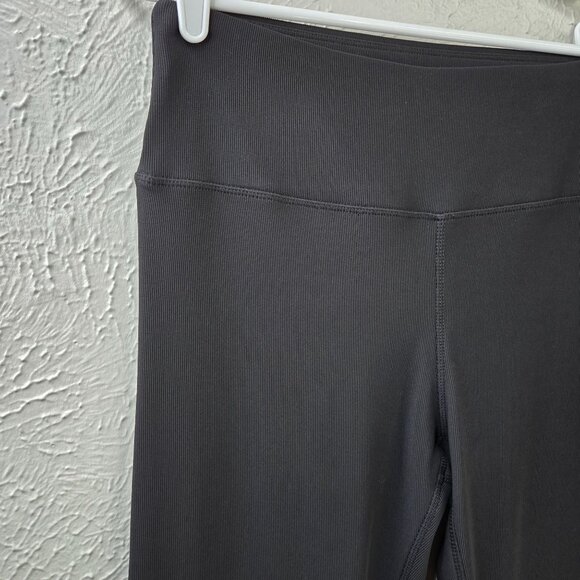 Ribbed Flare Yoga Pants Large Black High Waist Pull on Stretchy Athletic Bootcut - Picture 9 of 12